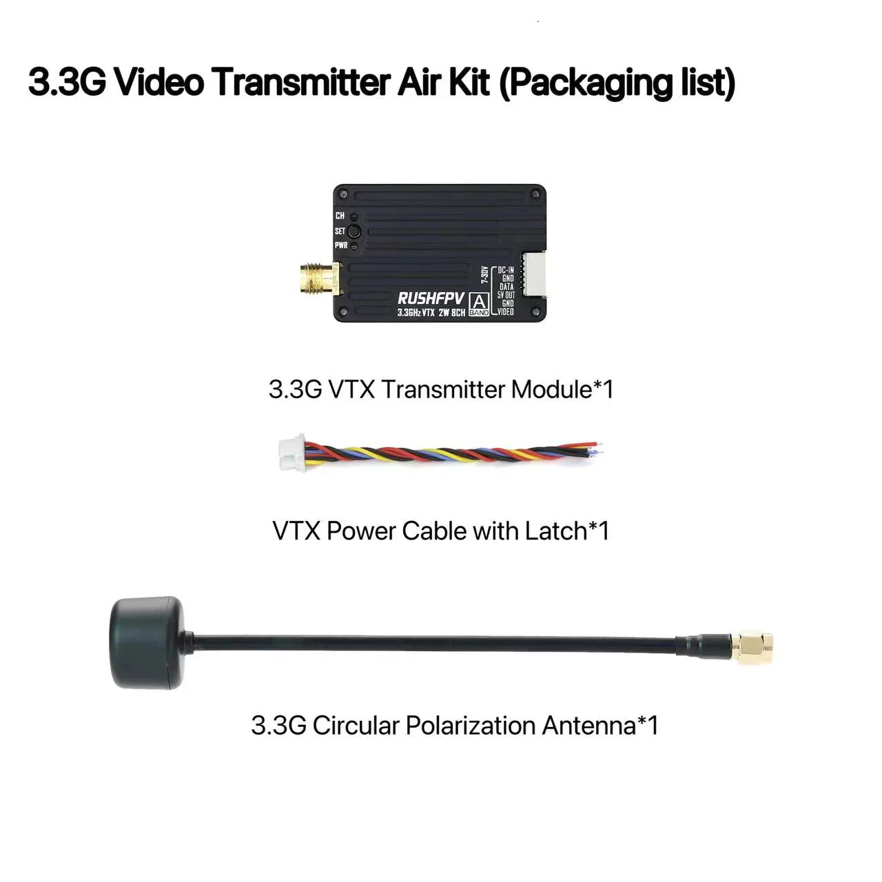 Drone Transmitter - RUSHFPV 3.3G 2W VTX Transmitter FPV