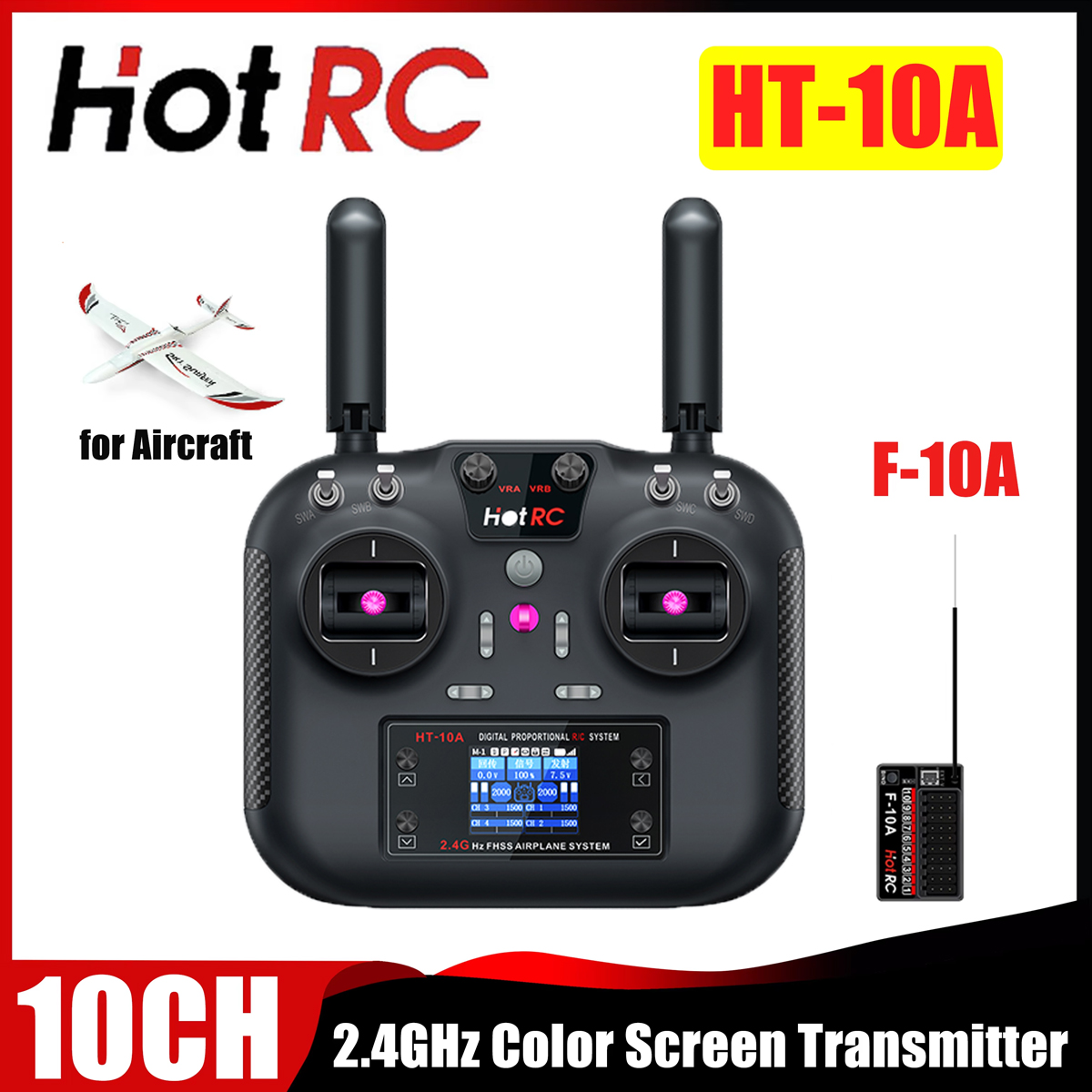 Drone Frame - HOTRC HT-10A 2.4G Transmitter 10CH Color