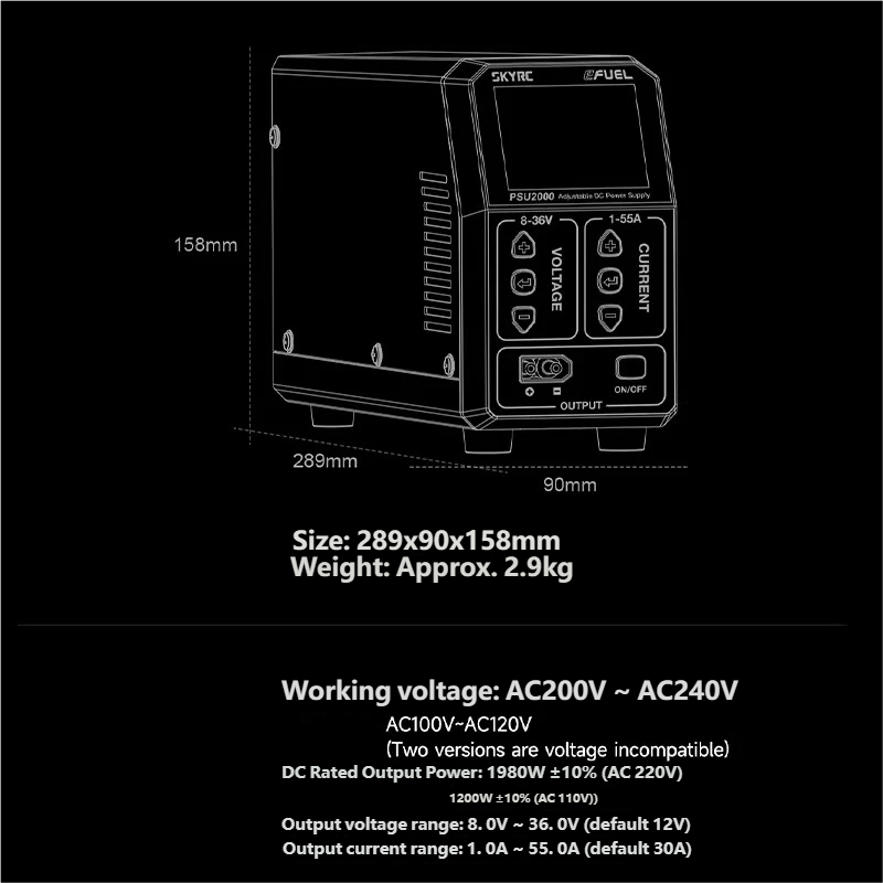 SKYRC PSU2000 1980W Adjustable - Drone Charger ulasan dan harga