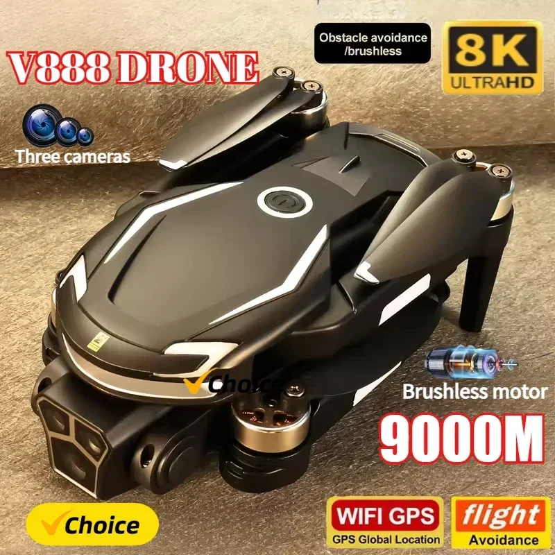 New V888 Drone 8K GPS Triple C - Drone Gps Mount ulasan dan harga